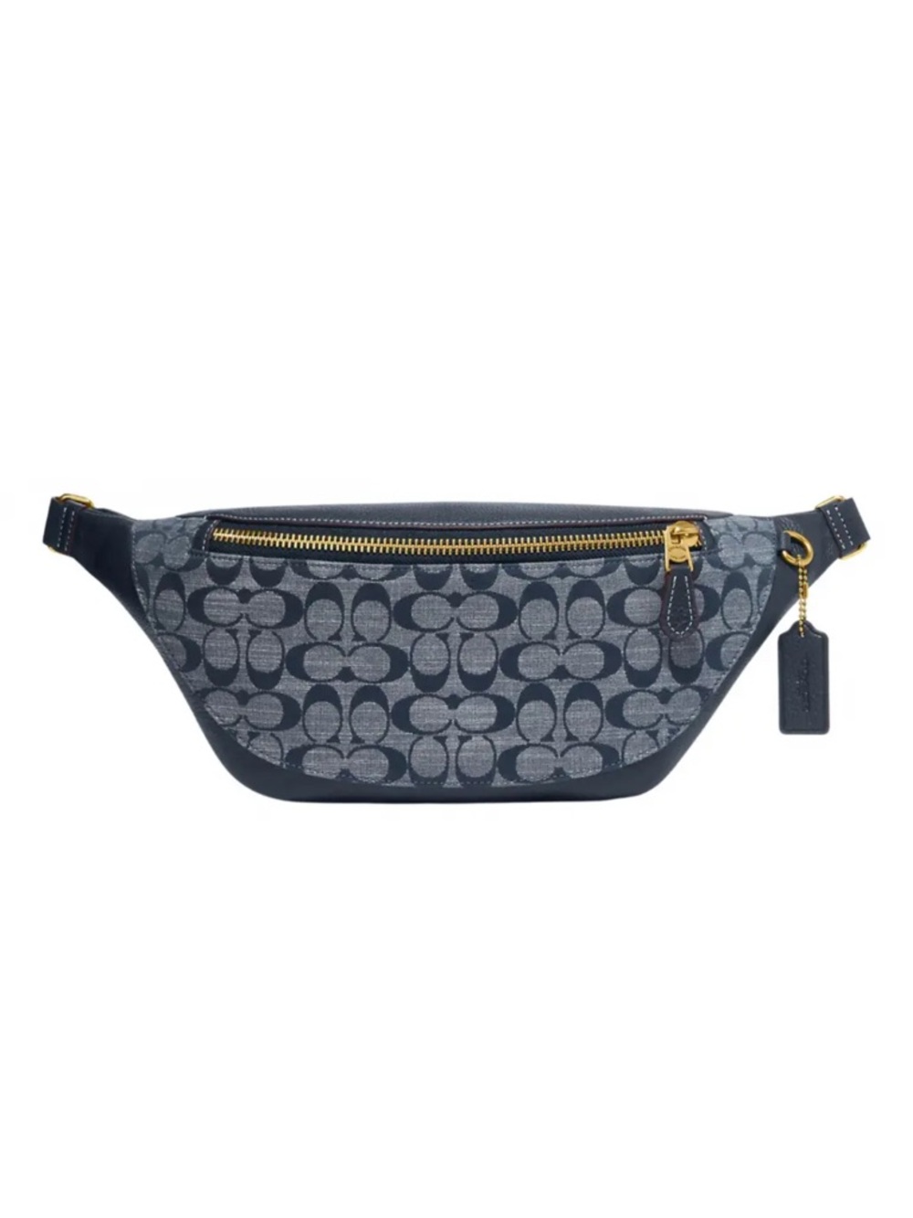 Coach Men's Signature Slate/Black Belt Bag with Gold Hardware